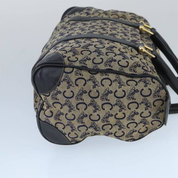 CELINE C Sulky Boston Bag Canvas Leather Navy Gold Auth bs19729 - Picture 4 of 16